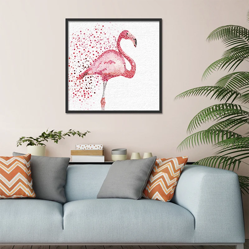 Impression sur toile de flamant rose tropical, décoration murale de salon rose, Surface texturée Clearhalo
