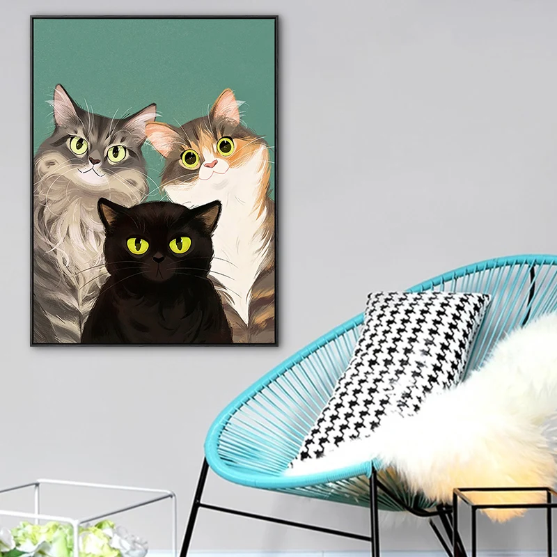 Joli dessin d'animal de compagnie, art mural pour chambre d'enfant, toile imprimée d'animaux de couleur pastel Clearhalo