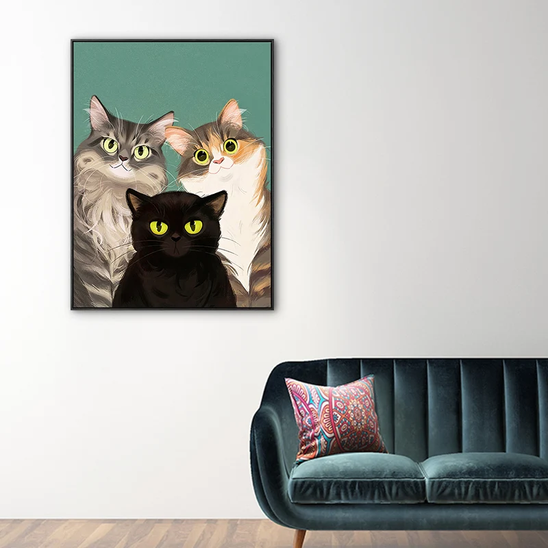 Joli dessin d'animal de compagnie, art mural pour chambre d'enfant, toile imprimée d'animaux de couleur pastel Clearhalo