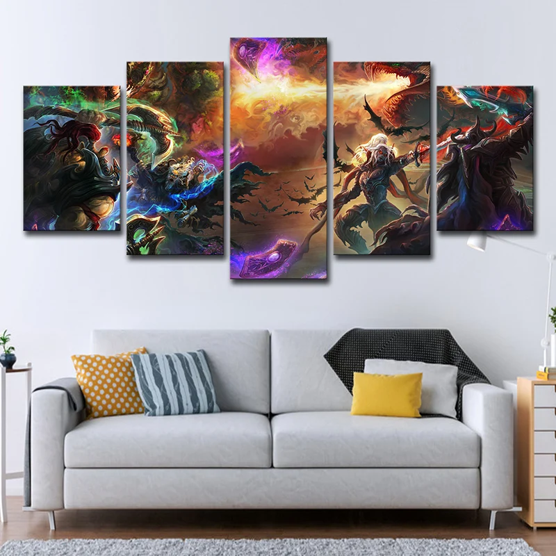 LOL World Warcraft Impression d'art sur toile jaune Décoration murale pour chambre, plusieurs pièces Clearhalo