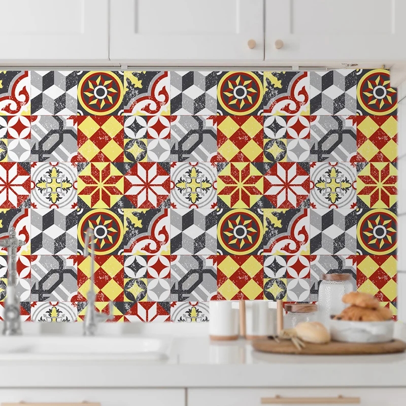 Panneau de papier peint en bâton de vinyle, revêtement mural bohème Botanix pour cuisine, facile à décoller Clearhalo