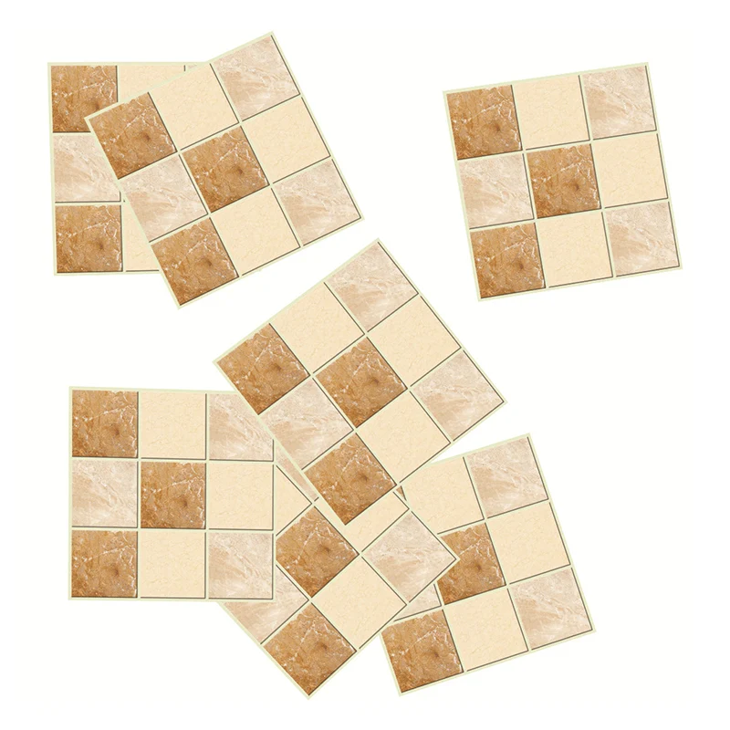 Panneaux de papier peint auto-adhésifs en carreaux de mosaïque, revêtement mural de Style moderne jaune-brun pour salle de...