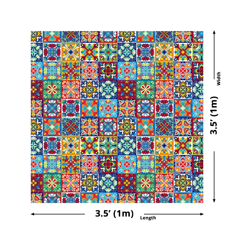 Panneaux de papier peint bohème adhésifs brillants pour cuisine, bleu et violet, faciles à enlever Clearhalo