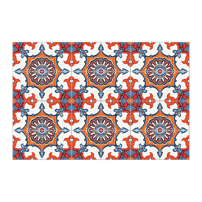 Panneaux de papier peint à motif floral ethnique pour cuisine, couleur vive, 3,5' L x 23,5" l Clearhalo