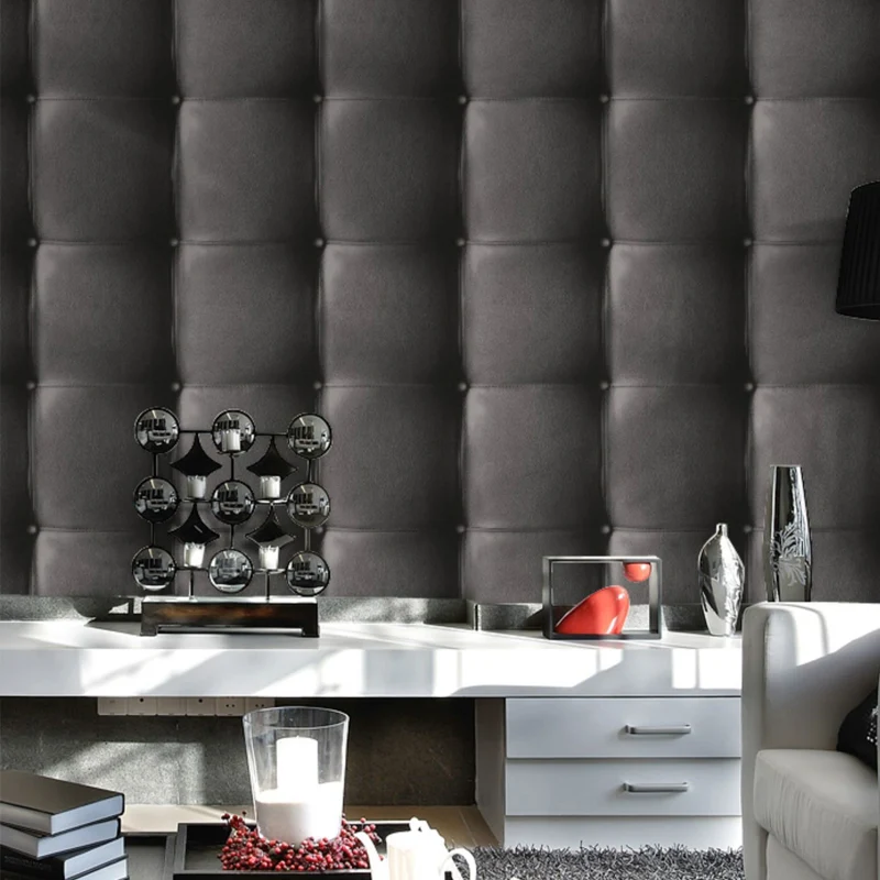 Papier peint aspect cuir de 57,1 pieds carrés, décoration murale en PVC de couleur foncée avec conception résistante à l'h...
