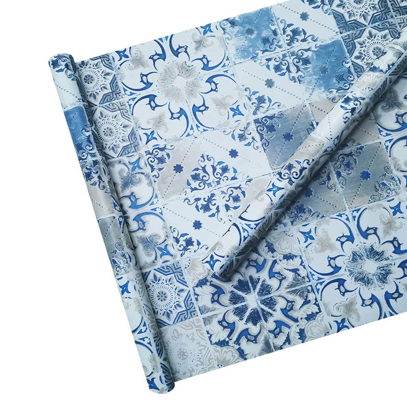 Papier peint autocollant 3D en carrelage méditerranéen, classique, élégant, bleu et blanc, Style Boho, décoration murale a...