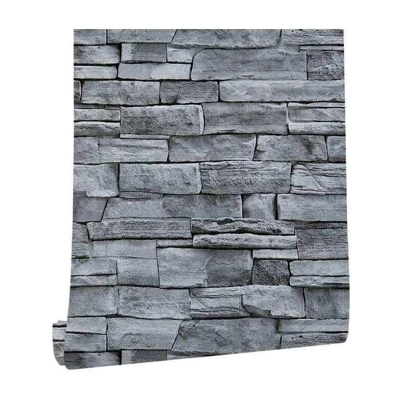 Papier peint en brique de campagne gris, revêtement mural auto-adhésif pour salle à manger, facile à décoller Clearhalo