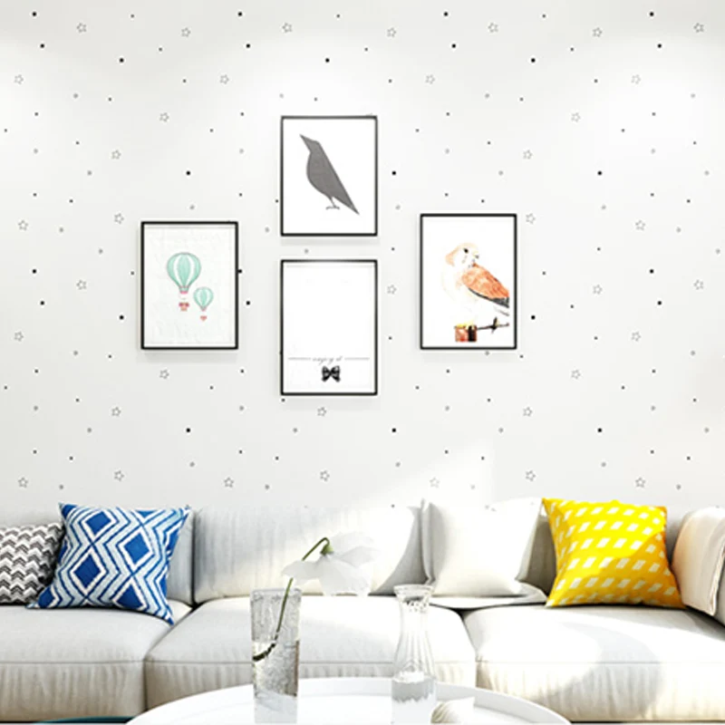 Papier peint décoratif autocollant simple étoile de couleur unie 33 pi de longueur x 20,5 po de largeur pour enfants Clear...