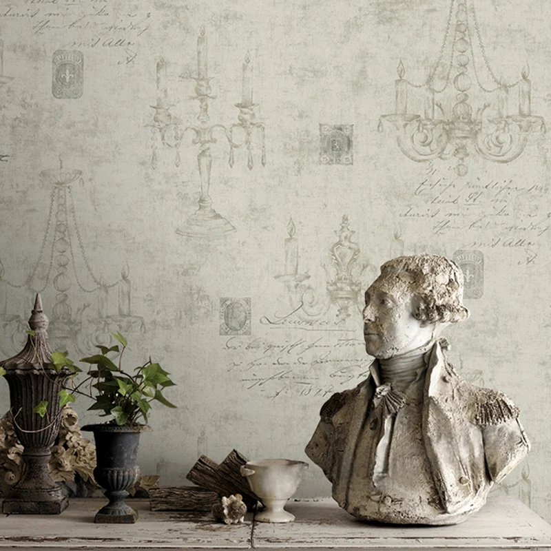 Papier peint imprimé de script et de lustre, revêtement mural rétro de couleur Pastel pour mur d'accent Clearhalo