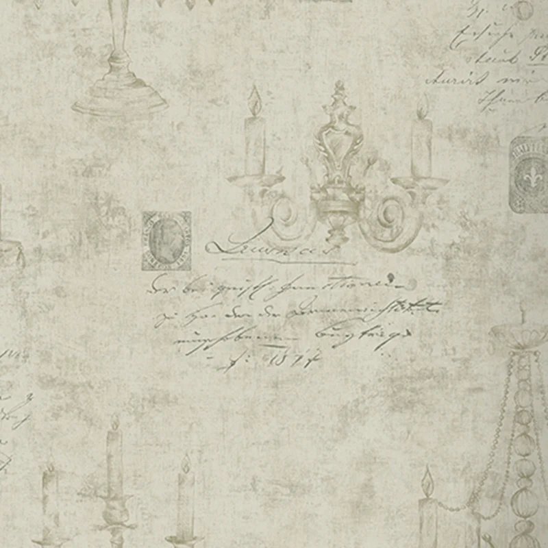 Papier peint imprimé de script et de lustre, revêtement mural rétro de couleur Pastel pour mur d'accent Clearhalo
