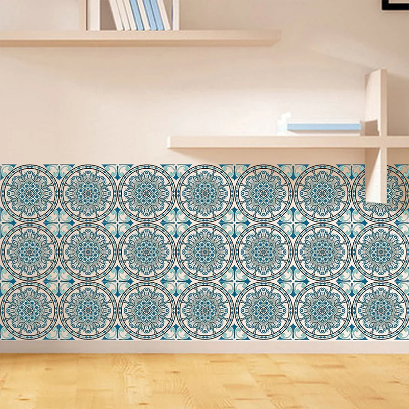 Papier peint mandala à décoller et à coller, style bohème, décoration murale en PVC, 7,8 pieds carrés (18 pièces) Clearhalo