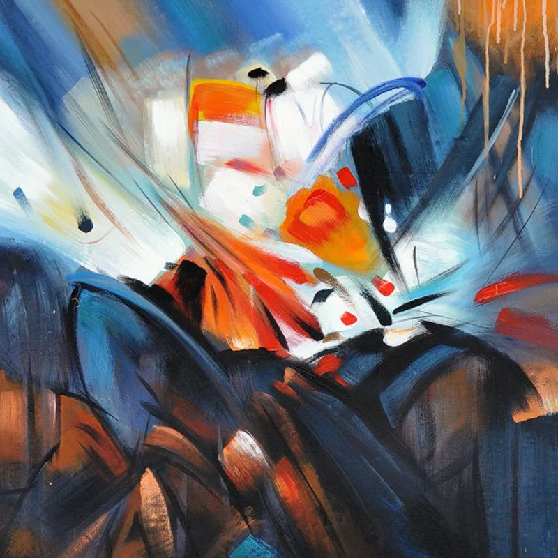 Papier peint mural aquarelles contemporaines en art mural de chambre d’amis orange et bleu, taille personnalisée disponibl...