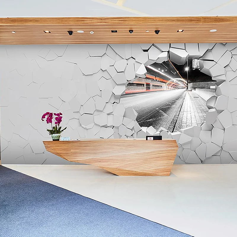 Papier peint mural en brique vieilli 3D en blanc uni, revêtement mural contemporain pour le salon Clearhalo