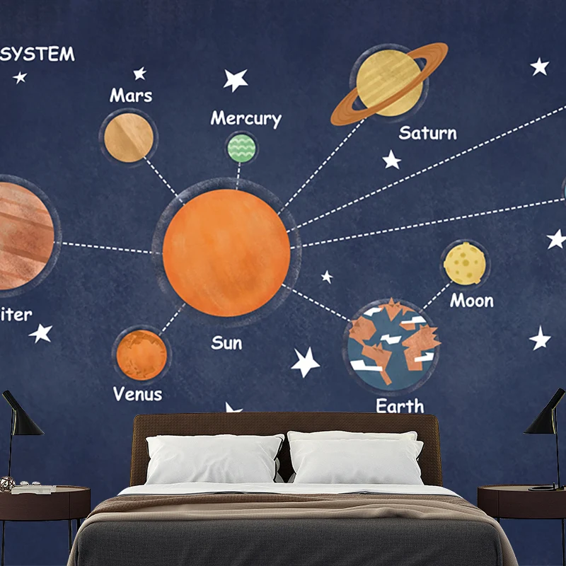 Papier peint mural Cool pour chambre de garçon, étoiles, art mural, sur mesure Clearhalo