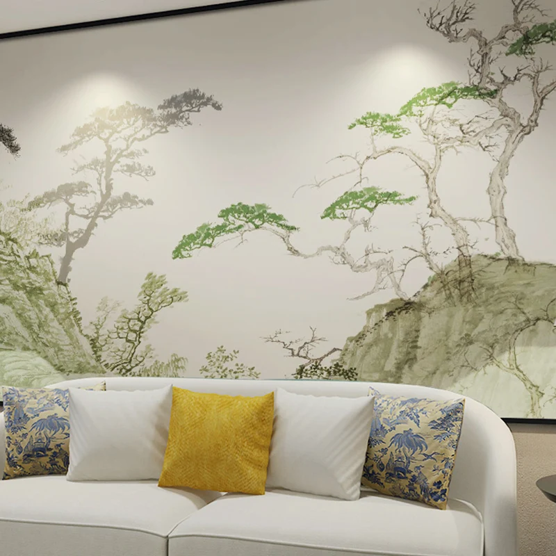 Papier peint Mural en forme de pin vert, revêtement Mural résistant aux taches pour la décoration de la chambre d'amis Cle...