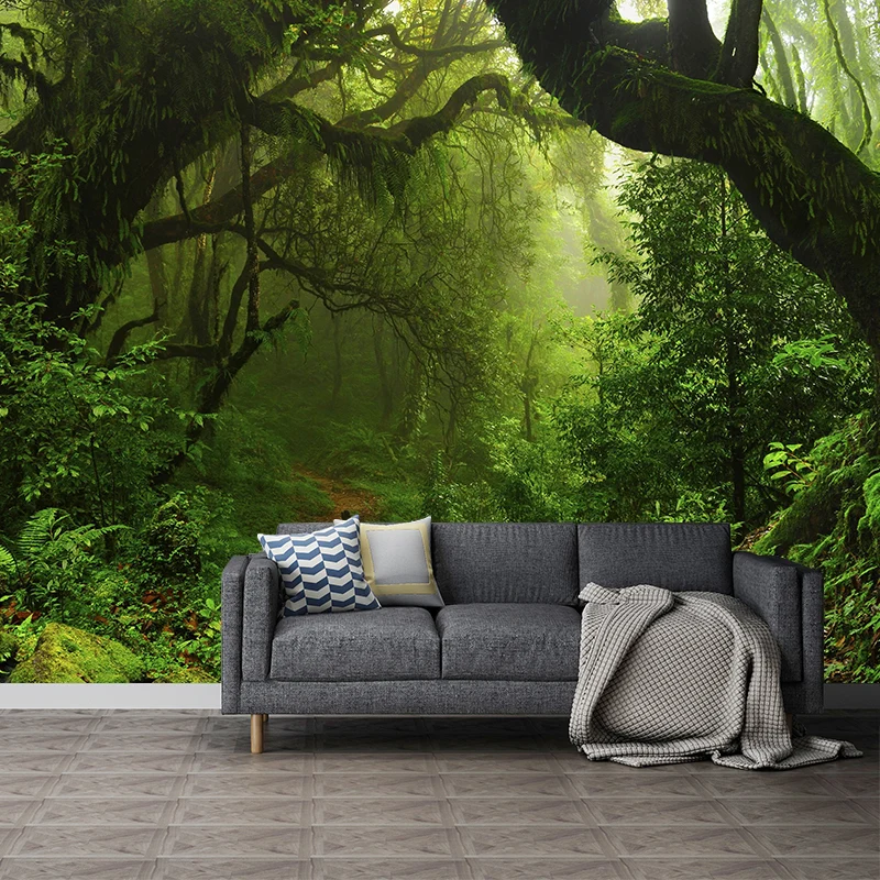 Papier peint mural Fresh Jungle pour décoration murale contemporaine de salle de bureau, taille personnalisée disponible C...