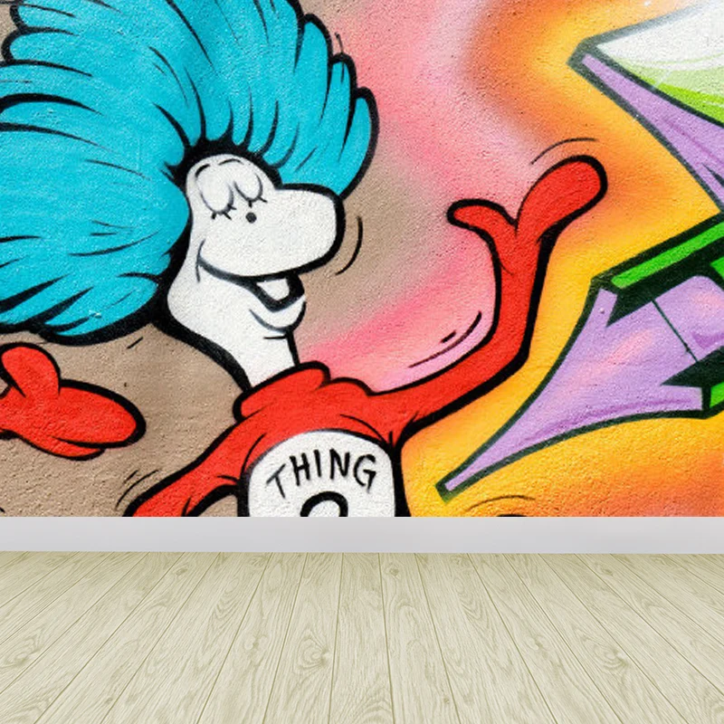 Papier peint mural graphique Graffiti lumineux, revêtement mural non tissé contemporain, personnalisé Clearhalo