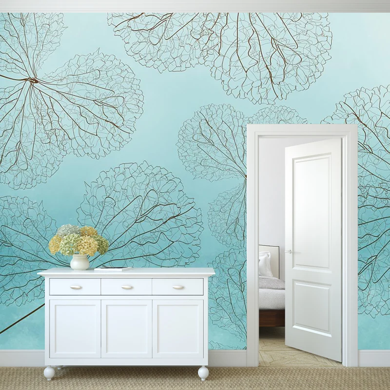 Papier peint mural imperméable en tissu non tissé, revêtement mural de feuilles de vigne de Style moderne Clearhalo