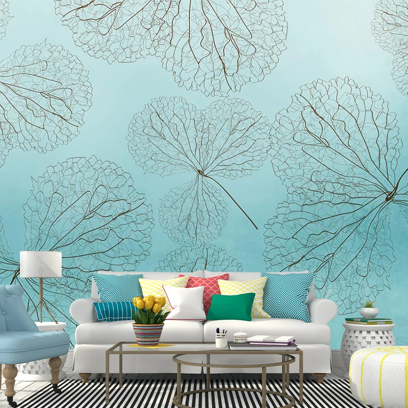 Papier peint mural imperméable en tissu non tissé, revêtement mural de feuilles de vigne de Style moderne Clearhalo