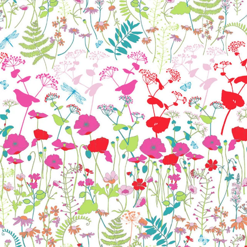 Papier peint mural imprimé Floral tendance, Art mural rose et vert pour chambre de filles, taille en option Clearhalo