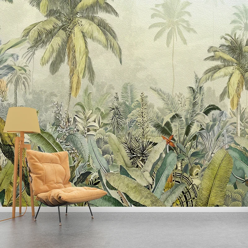 Papier peint mural jungle fraîche pour la décoration de la maison, art mural tropical, sur mesure Clearhalo
