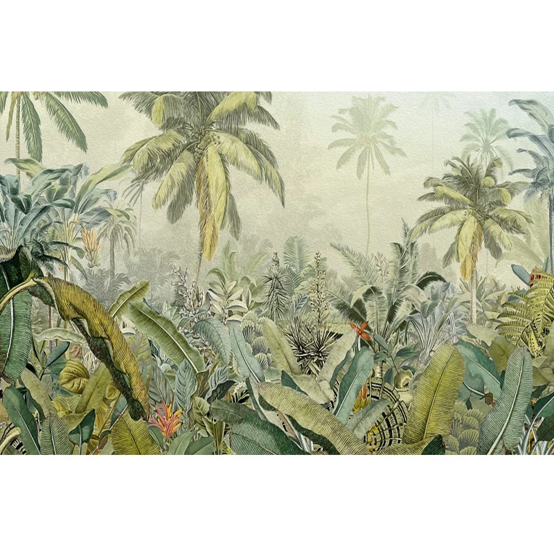 Papier peint mural jungle fraîche pour la décoration de la maison, art mural tropical, sur mesure Clearhalo