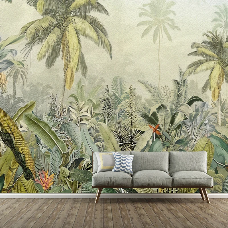 Papier peint mural jungle fraîche pour la décoration de la maison, art mural tropical, sur mesure Clearhalo