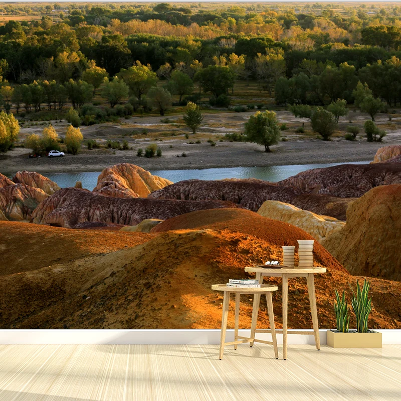 Papier peint mural marron Bare Mountain, résistant à l'eau, décoration murale contemporaine pour salon Clearhalo