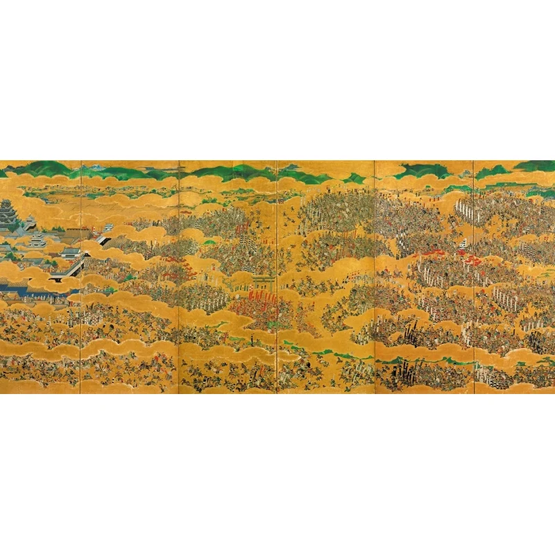 Papier peint mural moderne avec illustration grandeur nature avec des figures antiques asiatiques de couleur claire Clearhalo