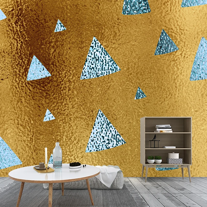 Papier peint mural moderne imprimé Triangle, feuille de couleur foncée, Art Mural pour couloir, taille en option Clearhalo