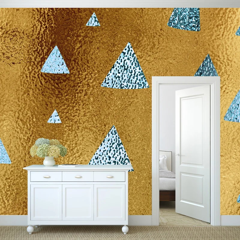 Papier peint mural moderne imprimé Triangle, feuille de couleur foncée, Art Mural pour couloir, taille en option Clearhalo