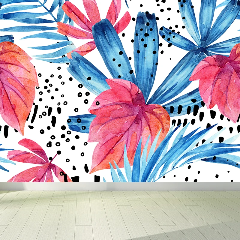 Papier peint mural à motif de feuilles, revêtement Mural décoratif tropical pour chambre de filles, imprimé sur mesure Cle...