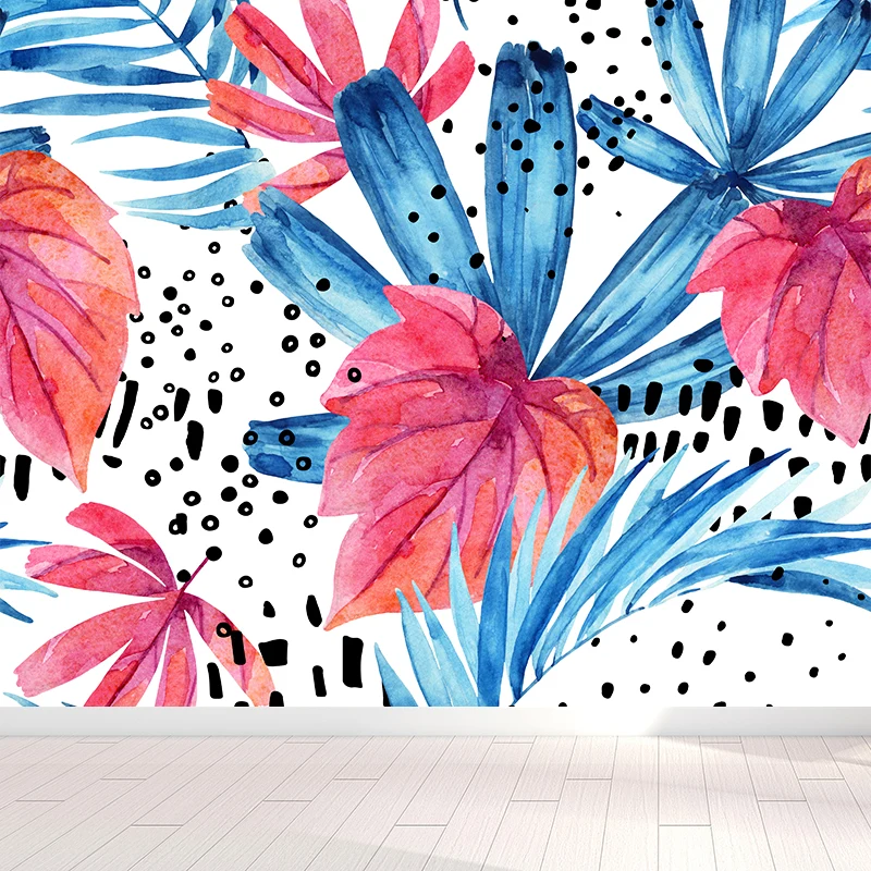 Papier peint mural à motif de feuilles, revêtement Mural décoratif tropical pour chambre de filles, imprimé sur mesure Cle...