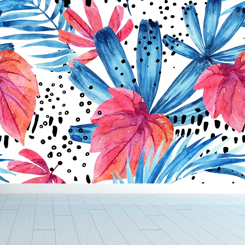 Papier peint mural à motif de feuilles, revêtement Mural décoratif tropical pour chambre de filles, imprimé sur mesure Cle...
