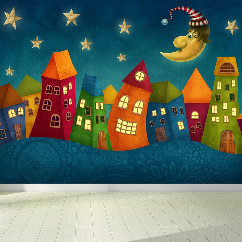 Papier peint mural planète moderne, intissé, résistant aux taches, couleur douce, Art mural pour salon Clearhalo