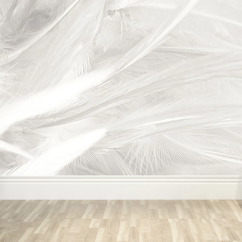 Papier peint mural à plumes d'oiseaux empilées, revêtement mural contemporain à texture non tissée Clearhalo