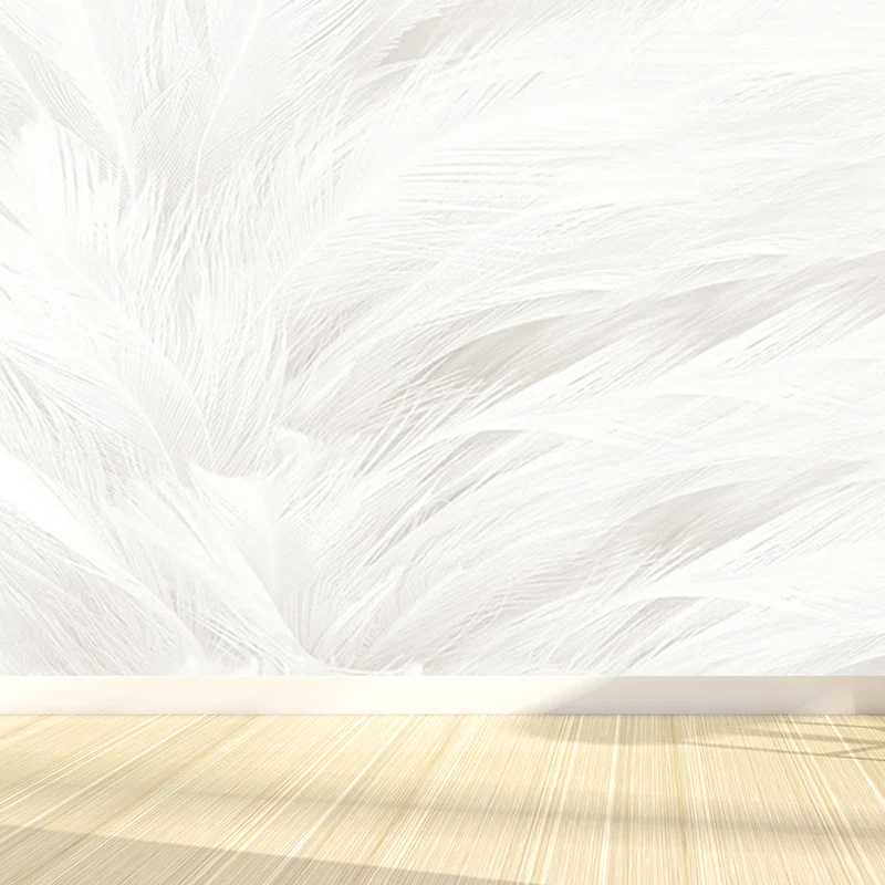 Papier peint mural à plumes d'oiseaux empilées, revêtement mural contemporain à texture non tissée Clearhalo