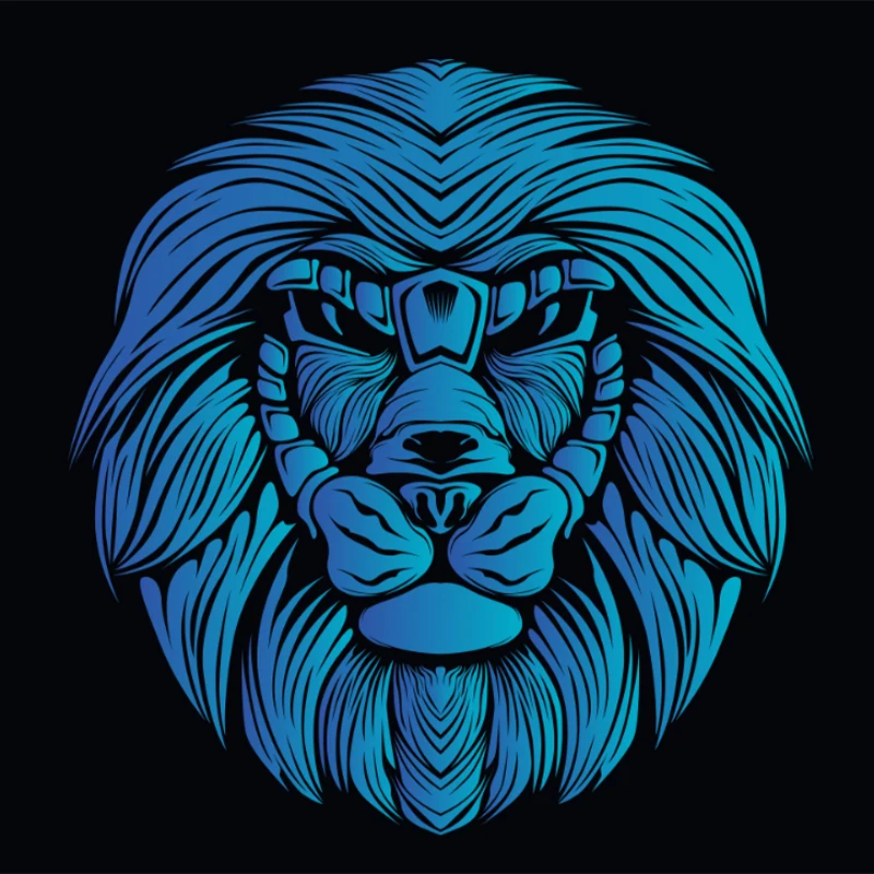 Papier peint mural Roi Lion bleu, résistant aux taches, dessin animé, décoration murale pour chambre à coucher, sur noir C...