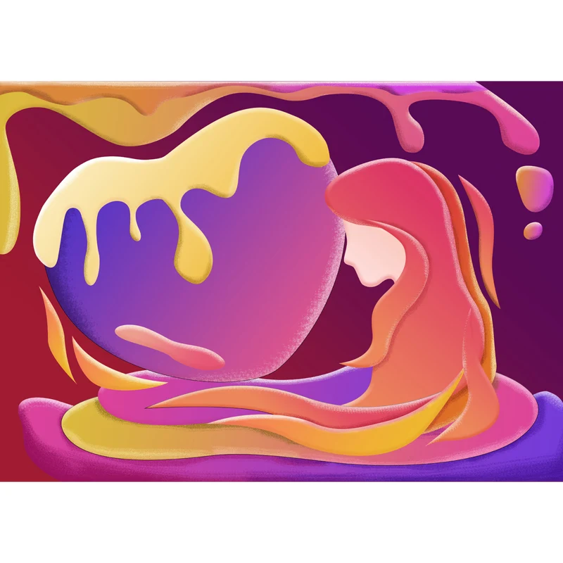 Papier peint Mural sirène fondante Orange, Art Mural imperméabilisant pour salon, taille en option Clearhalo
