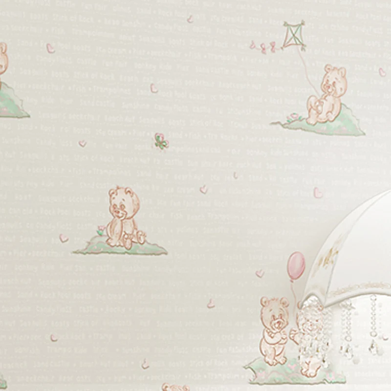 Papier peint ours contemporain beige pastel pour garçon ou fille, non collé Clearhalo