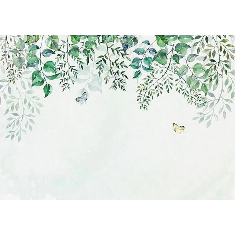 Papier peint papillons et branches, Art mural contemporain vert pour intérieur de maison Clearhalo