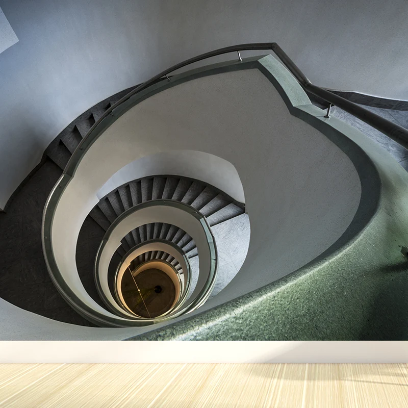 Papier peint pour escalier en colimaçon, revêtement mural en matériau non tissé moderniste en gris Clearhalo