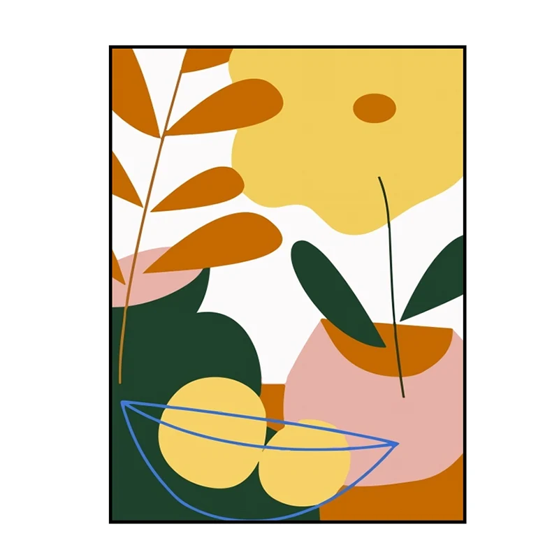 Pastel Nature Morte Toile Impression Illustration Fruits et Vaisselle Art Mural Texturé Moderne Clearhalo
