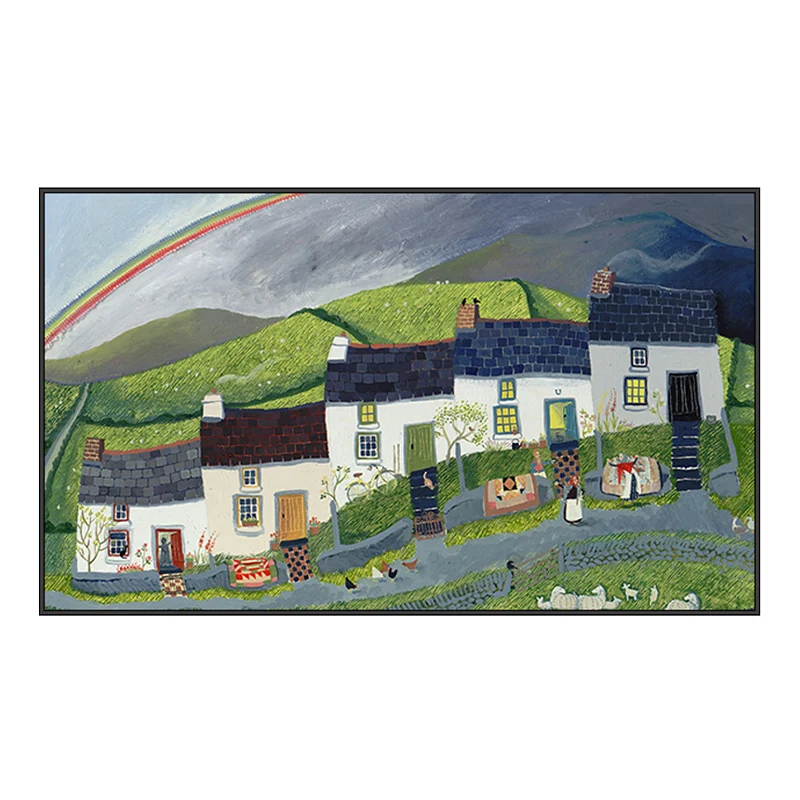 Paysage pittoresque Art mural Illustration de salon Toile de ferme de couleur claire Clearhalo
