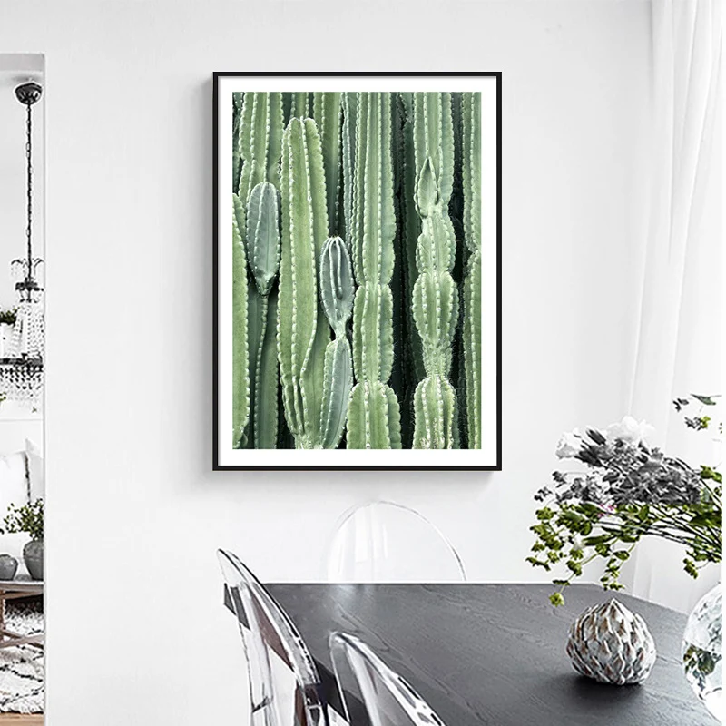 Peinture de cactus sur toile de couleur douce, impression d'art mural texturée, plusieurs tailles Options Clearhalo