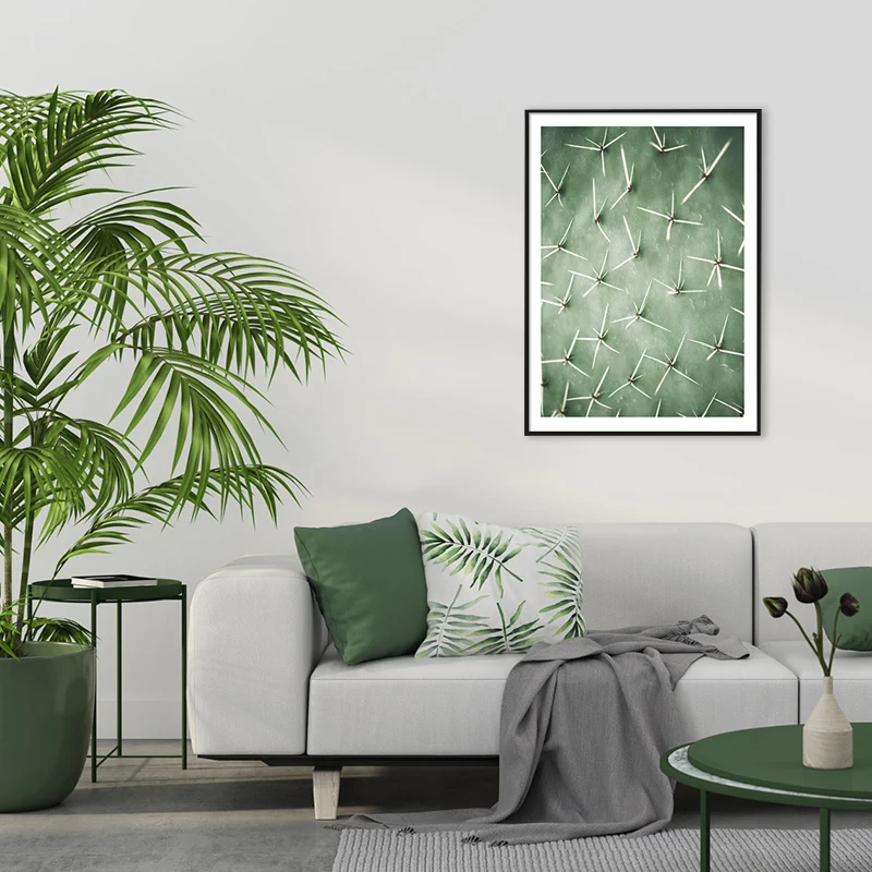 Peinture de cactus sur toile de couleur douce, impression d'art mural texturée, plusieurs tailles Options Clearhalo