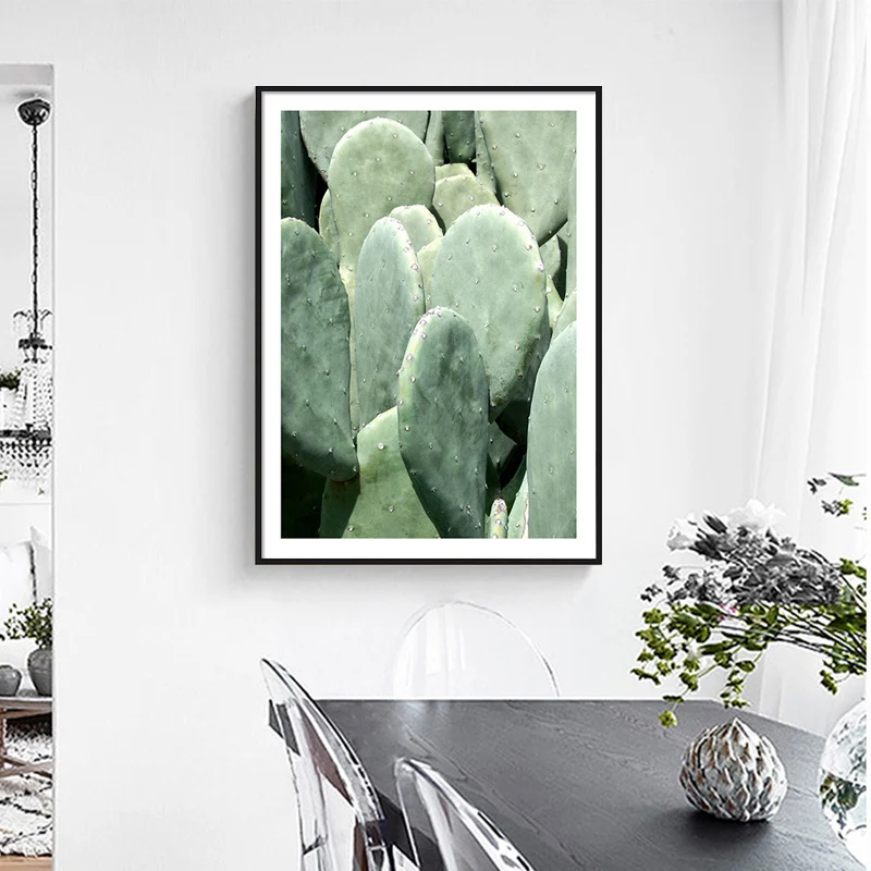 Peinture de cactus sur toile de couleur douce, impression d'art mural texturée, plusieurs tailles Options Clearhalo