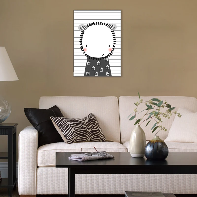 Peinture d'animaux de dessin animé, toile d'art pour enfants, décor mural, Options de tailles multiples Clearhalo
