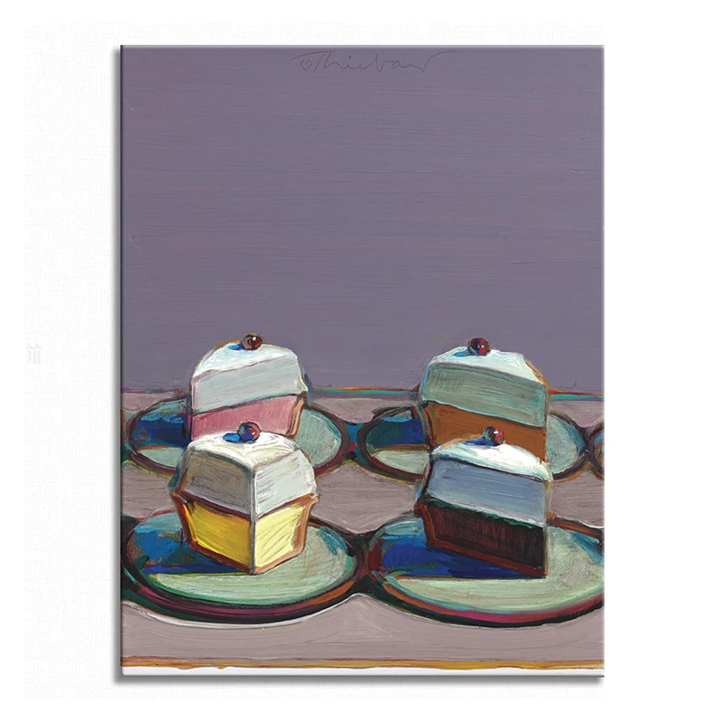 Peinture de gâteaux aux fruits de style traditionnel sur toile texturée violette pour salle à manger Clearhalo