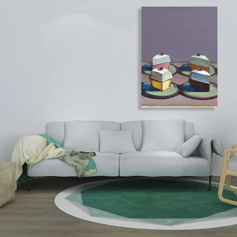 Peinture de gâteaux aux fruits de style traditionnel sur toile texturée violette pour salle à manger Clearhalo